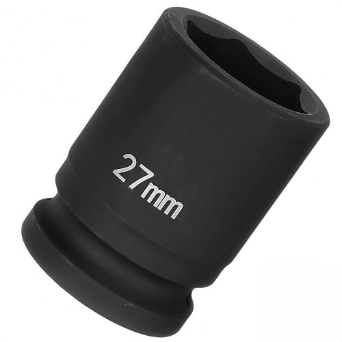 3/4"Drive x 27mm Metric, 6-Point Deep Impact Socket, Axle Nut Impact Socket | 40CR Alloy Steel,Clear labeling, Common Tools for Car Repair/Mechanical Work/Construction/Carpentry and Home Maintenance - size: 27mm
