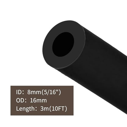 Unicaravan Silicone Vacuum Hose 10FT ID 5/16" (8mm), Wall Thickness 4mm,Matte Black Tubing, Automotive Marine & Industrial Use - size: 5/16" (8mm) - 10FT