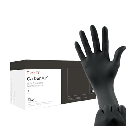 Cranberry Carbon Air Black Nitrile Gloves Disposable, Latex Free Powder Free, Dental & Medical Exam & Food Safe Gloves, 2.5 Mil – Chemo Rated, Fentanyl Resistant, Low Dermatitis (X-Small, 300 Count) - size: X-Small