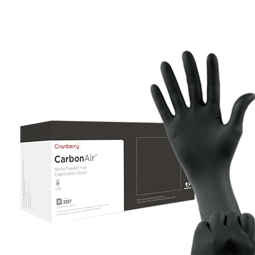 Cranberry Carbon Air Black Nitrile Gloves Disposable, Latex Free Powder Free, Dental & Medical Exam & Food Safe Gloves, 2.5 Mil – Chemo Rated, Fentanyl Resistant, Low Dermatitis (X-Small, 300 Count) - size: X-Small