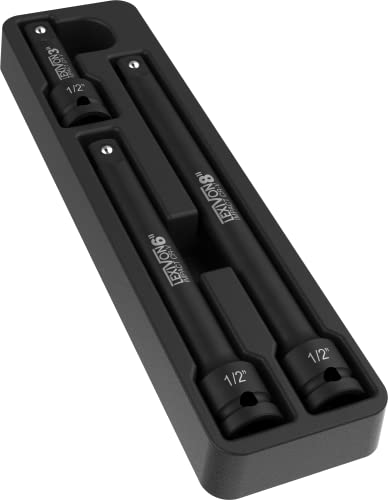 LEXIVON Impact Driver Extension Bar Set, 1/2" Drive | 3-Piece 3" 6" & 8" Long, Organized In A Tray | Hardened and Heat Treated Chrome Vanadium Steel (LX-115) - size: 1/2" Drive Extension Bar Set