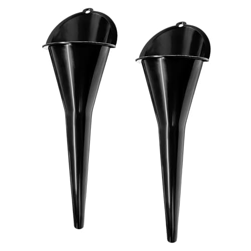 2PCS Oil Funnel, Flexible Multi-Function Automotive Oil Funnel, Spill-Proof Plastic Long Neck Engine Funnels Set for Gas Lubricants Water Diesel Fuel Kerosene, Car Accessories (Black) - color: Black, 2 PCS