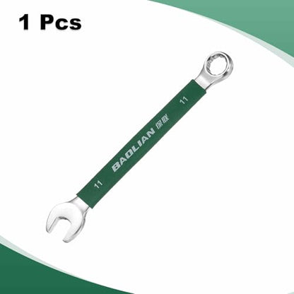 HARFINGTON 11mm Metric Combination Wrench 10 Degree Offset 12 Point Cr-V Steel Single Open End Spanner Wrenches for Automotive Repair Furniture Assembly - size: 11mm