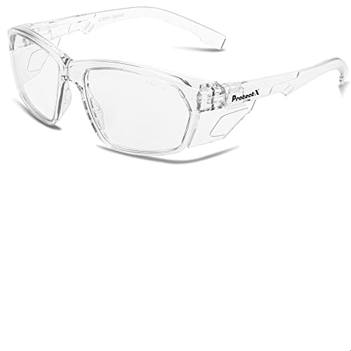 ProtectX Classic Safety Glasses, Anti-Fog Scratch Resistant Lenses, Protective Eyewear for Work, Indoor/Outdoor, ANSI Z87.1 - color: Voyager Clear Frame Clear