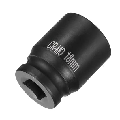 HARFINGTON 4 Point Square Socket 1/2" Drive 18mm Metric Square Impact Socket CR-MO Blackening Standard Wheel Sockets Pneumatic Socket Tool for Auto Repair Mechanical Maintenance Home Use - size: 18mm