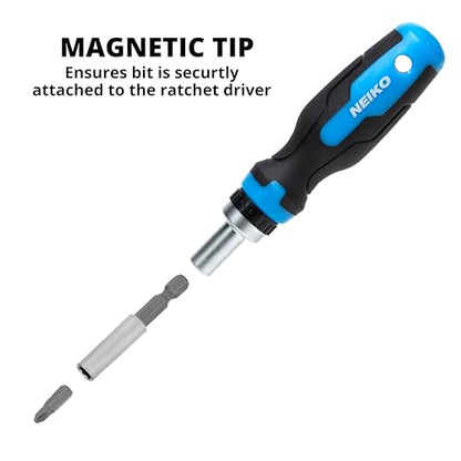 NEIKO 10082A Security Bit Set and Ratcheting Screwdriver | 101 Piece Set | Chrome Vanadium Steel | Screwdriver Bit Set Phillips, Tamperproof Torx Bits, & Flat | 1/4" Hex Shank Magnetic Bit Holder - size: Screwdriver Bit, style: Security