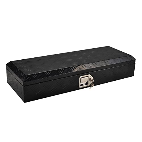 34.5 Inch Aluminum Truck Bed Tool Box Truck Car Outdoor Trailer Pickup Underbody Toolbox,RV Storage OrganizerTrailer Storage W/Lock&Keys,5 Bar Tread,Black(34.5"X13"X6.5") - color: Black, size: 34.5"X13"X6.5"/Aluminum