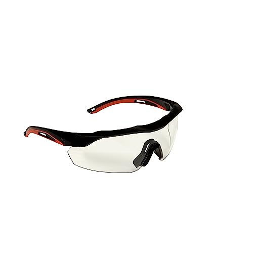 3M Safety Eyewear, Aerodynamic Design, Black w/Red Accent Frame, Clear Lens, Anti-Fog - color: Clear, size: 1