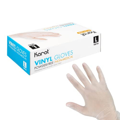 Karat [Large - 1,000 ct] Clear Vinyl Disposable Gloves, Powder-Free, Great Fit, Tear-Resistant for Multi-Purpose (FP-GV1008) - color: Clear, size: Large