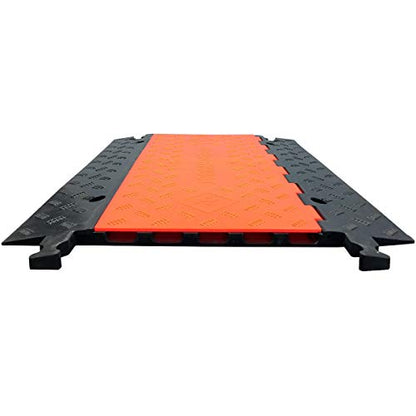 Electriduct Low Profile 5 Channel Cable Protector Rubber Ramp Black Base/Orange Lid - color: RPS-527 (5-Channel Low Profile)