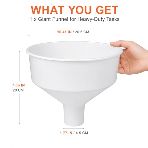 Cabilock Large Kitchen Funnel Wide Mouth Plastic Funnel for Beer Oil Beverage Filling Spill-Free Pouring Tool 10.43 Inch Food Grade Material