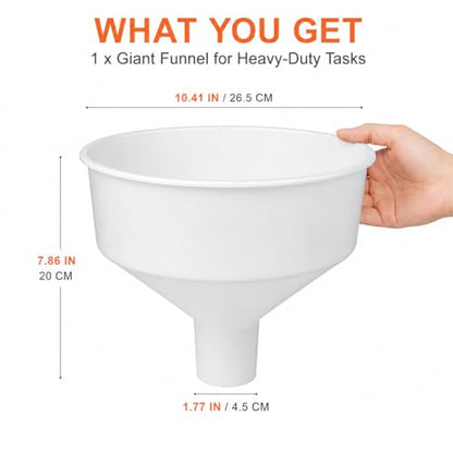 Cabilock Large Kitchen Funnel Wide Mouth Plastic Funnel for Beer Oil Beverage Filling Spill-Free Pouring Tool 10.43 Inch Food Grade Material