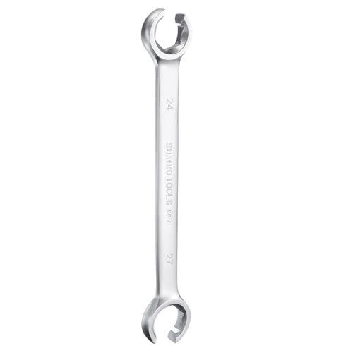 HARFINGTON Flare Nut Wrench 24mm x 27mm CR-V Nickel Plating Wrench for DIY Automotive Repairs and Household Maintenance - size: 24mm x 27mm