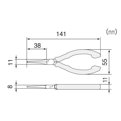 ENGINEER Precision Mini Long Nose Pliers (Needle tip) 141mm Professional Grade ESD Safe with Carbon Steel Jaws. Made in Japan. PS-03