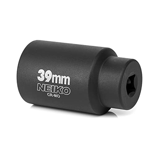 NEIKO 02529A 39mm Socket | 1/2” Drive Deep Impact Socket | Spindle & Axle Nut Socket | 12 Point |Chrome Molybdenum Cr-Mo |Deep Well Hub | Triple Square | Axle Shaft Nut Remover - size: 39 mm (Single)