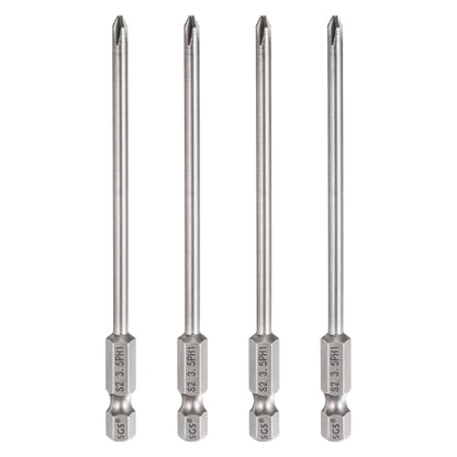 HARFINGTON 4pcs #1 Phillips Screwdriver Bit PH1 1/4" Hex Shank 4" (100mm) Long 0.14" Rod Magnetic Cross Head Drill Bits S2 Steel Industrial Screw Driver for Electric Power Tools, Gray - size: PH1 x 4" x 0.14"