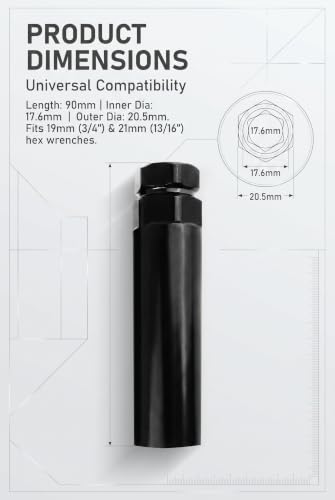 Large 6 Spline Lug Nut Key, 21mm 22mm Socket Wrench for Wheel Locks, 6 Point Spline Lug Nut Removal Tool, Compatible with 13/16" 7/8" Hex, Universal for Most Cars (Black)