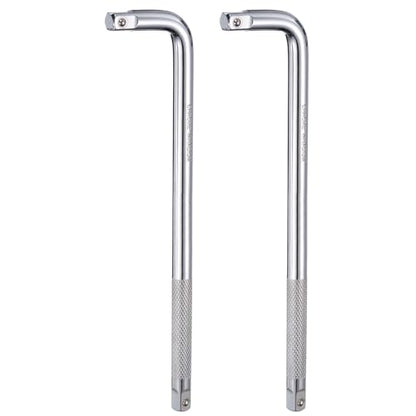 HARFINGTON 2 Pcs Socket Breaker Bar 1/2" Drive 20" Long 40CR Alloy Steel L-Shape Extension Bar Axle Nut Socket Wrench for Car Mechanical Equipment Repair, Silver - size: 1/2"x20"