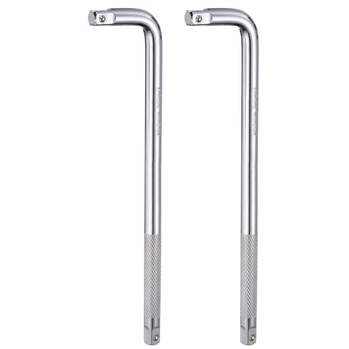 HARFINGTON 2 Pcs Socket Breaker Bar 1/2" Drive 20" Long 40CR Alloy Steel L-Shape Extension Bar Axle Nut Socket Wrench for Car Mechanical Equipment Repair, Silver - size: 1/2"x20"