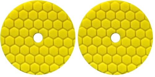 Chemical Guys BUFX111HEX6 Hex-Logic Quantum Heavy Cutting Pad, Yellow (6.5 Inch Pad made for 6 Inch backing plates) (Pack of 2) - color: Yellow, size: 6.5 inch (Pack of 2)