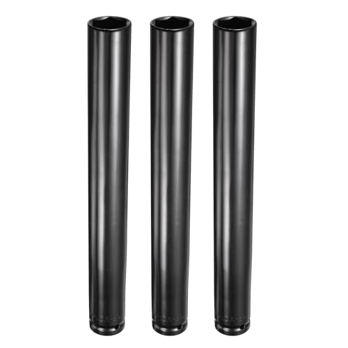 HARFINGTON 3pcs 6-Point Deep Impact Socket 1/2" Drive 27mm Metric Socket 12" (300mm) Extra Long Heat-Treated 45# Steel for Home Auto Spindle Axle Hex Nuts Bolts Repair, Black - size: 27mm + 12" Long