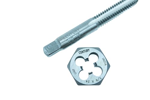 Century Drill & Tool 98904 Fractional Tap & Die Set, 24 Piece | 24 Piece Fractional Tap & Die Set, Precision-Cut Threads for Clean, Accurate Results: Each plug tap and hex - size: 24-Piece