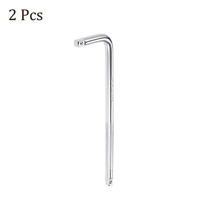 2pcs Breaker Bar - [3/8 Inch Drive] L Shape Socket Wrench Extension for Car Mechanical Equipment Repair Use, CR-V Steel