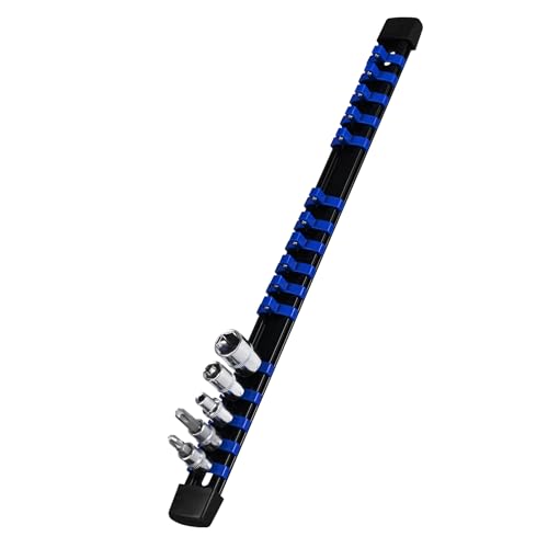 Socket Organizer, 1/4-Inch Drive Heavy Duty Socket Holder Kit ABS, Socket Rail 1/4-Inch x 16 Clips Blue - color: Blue, size: 1PC 1/4x1