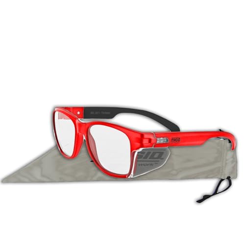 MAGID Y50 Safety Glasses for Construction | Red Frame — 2 Pairs, Clear Lens | Side Shields, ANSI Z87.1+, Anti-Fog, Scratch-Resistant, 99.9% UV Protection, Polycarbonate Lens - color: Clear Lens | Red Frame, size: 2 Pairs