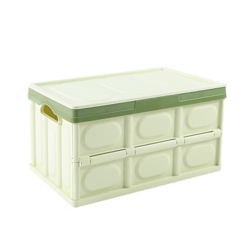 Car Trunk Organizer, Foldable Plastic Cargo Storage Box with Lid, Large Car Tool Container with Handles, Universal Automotive Organization Accessories for Camping, Groceries (Light Green) - color: Light Green