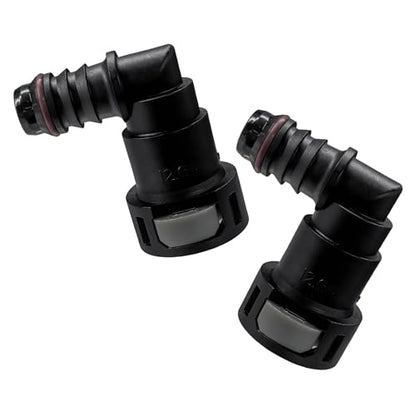 2 PCS Fuel Line Quick Connector, 1/2 SAE to 1/2 Nylon Tubing 90 Degree Elbow Fuel Line Connector, Elbow Bundy Female to Hose Barb Straight Quick Plugs for Most Vehicles - color: 12.61-ID12, Elbow