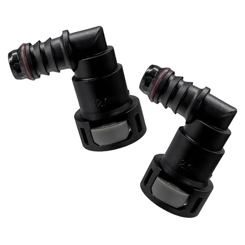 2 PCS Fuel Line Quick Connector, 1/2 SAE to 1/2 Nylon Tubing 90 Degree Elbow Fuel Line Connector, Elbow Bundy Female to Hose Barb Straight Quick Plugs for Most Vehicles - color: 12.61-ID12, Elbow
