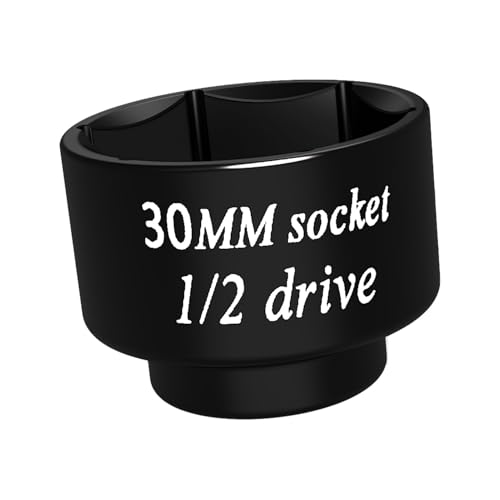 30mm Stubby Impact socket 1/2 drive 6 Point wrench tool, for pulley and semi brake caliper retaining bolts Toyota 3VZ oil cooler Camry LE 4 cylinder the spark plug nuts Lawn Mower blades bolts - color: Black, size: 30mm