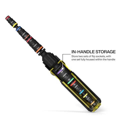 Klein Tools 32914HD 14-in-1 Impact Rated Flip Socket Set, SAE and Metric Sizes, Magnetic Socket Set with 12 Hex Drivers and Bit Holder, Cushion-Grip Handle - size: 14-in-1