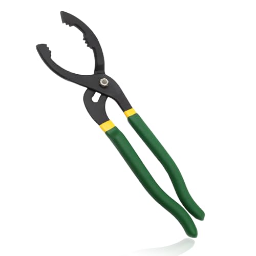 12" Adjustable Oil Filter Pliers, Automotive Oil Filter Wrench with Non-Slip Handles & Locking Jaws, Carbon Steel Removal Pliers Tool for Cars Trucks Motorcycles Engine Filters (Green) - color: Green