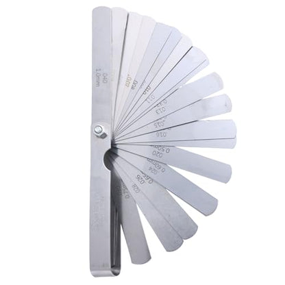 32 Pieces Feeler Gauges 0.001-0.04" (0.03-1.00mm) Tapered Feeler Gauge Set Stainless Steel Thickness Gauges