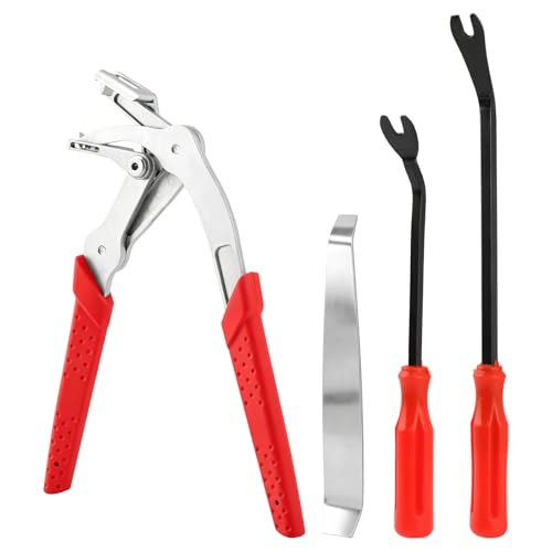 4 Pcs Car Clip Pliers Set, Auto Clip Removal Plier with 2 Pcs Fastener Remover and Panel Trim Removal Tool | Damage-Free Interior and Exterior