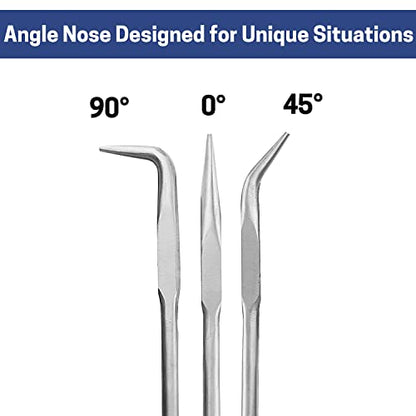 16'' Extra Long Needle Nose Pliers for Narrow and Limited Spaces | 45-Degree Angled Nose, Long Reach Design, CRV Steel, Comfortable Grip, for Mechanics, Electricians, DIYers and Homeowners - style: 16'' 45 Degree Angle