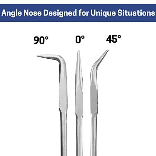 16'' Extra Long Needle Nose Pliers for Narrow and Limited Spaces | 45-Degree Angled Nose, Long Reach Design, CRV Steel, Comfortable Grip, for Mechanics, Electricians, DIYers and Homeowners - style: 16'' 45 Degree Angle