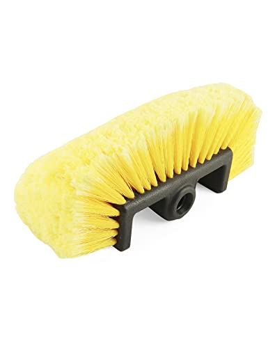 QWORK 10in Car Wash Brush Head with Soft Bristle, for Cleaning Decks, Trucks, Car, RV, Boats, Home Siding, Camper, Yellow