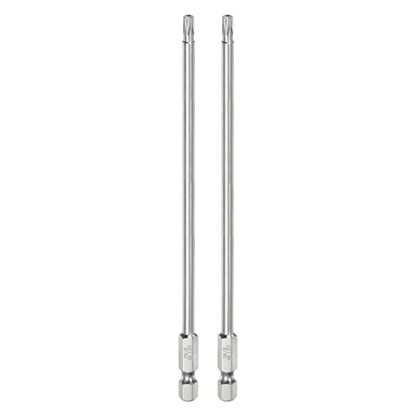 HARFINGTON 2pcs T20 Security Torx Bit 1/4" Hex Shank 6" Long S2 Steel Magnetic Tamper Resistant Star Bits Screwdriver Torx Head with Hole for Driver Drill Bits Remove Fastening Screws - size: T20