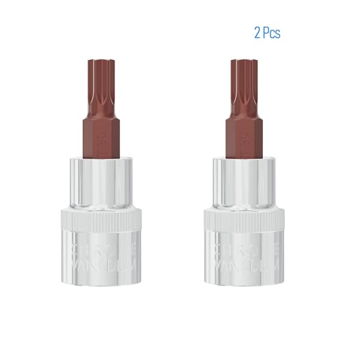 2PCS 3/8" Drive T30 Torx Bit Socket, S2 Steel Bits, Heat Treated CR-V Steel Star Sockets 1.9" Length - size: T30