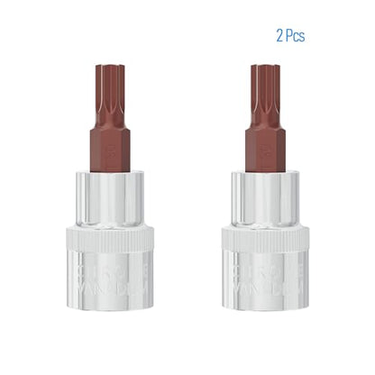 2PCS 3/8" Drive T30 Torx Bit Socket, S2 Steel Bits, Heat Treated CR-V Steel Star Sockets 1.9" Length - size: T30
