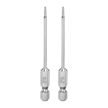 HARFINGTON 2pcs T6 Security Torx Bit 1/4" Hex Shank 3" Long S2 Steel Magnetic Tamper Resistant Star Bits Screwdriver Torx Head with Hole for Driver Drill Bits Remove Fastening Screws - size: T6