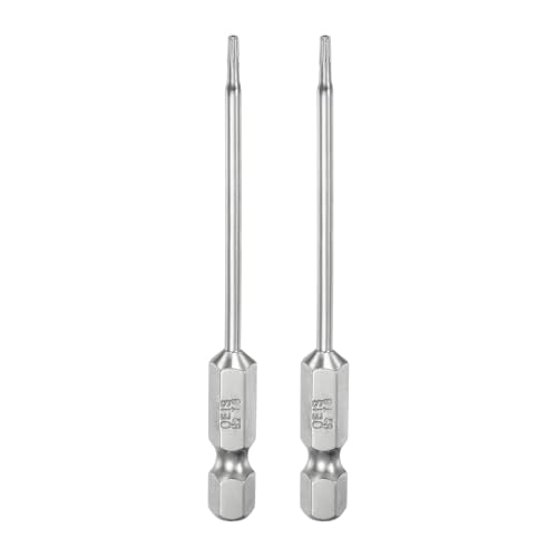 HARFINGTON 2pcs T6 Security Torx Bit 1/4" Hex Shank 3" Long S2 Steel Magnetic Tamper Resistant Star Bits Screwdriver Torx Head with Hole for Driver Drill Bits Remove Fastening Screws - size: T6