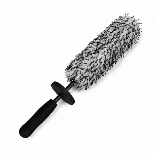 Microfiber Wheel Brush, Wheel Barrel Brush, Highly Water Absorption Rim Brushes for Cleaning Wheels, Tire and Car Detailing, Black - color: Black