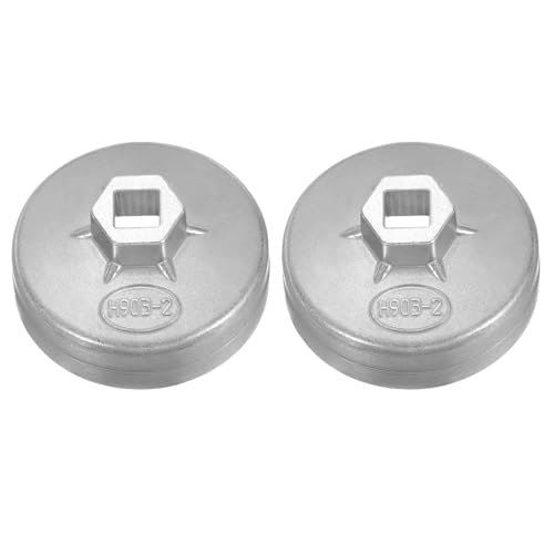 HARFINGTON 2pcs Oil Filter Cap Wrench 8 Flute 82.5 x 40.5 x 74mm (WxHxID) 1/2" Square Drive Aluminum Cup Type Drive Metric Oil Filter Socket Removal Tool for Engine Conduit Fittings - size: 8 Flute 82.5 x 40.5 x 74mm