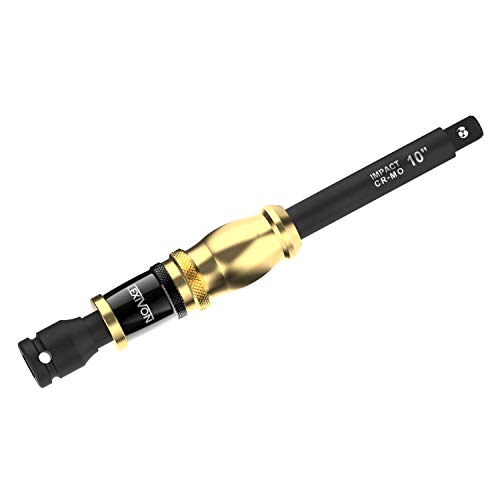 LEXIVON 1/2" Impact Driver Speed Collar 10" Impact Extension Bar | Adjustable 3-Position Aluminum Spinning Handle, Cr-Mo Steel Extension = Fully Impact Grade (LX-116) - size: 10” Impact Extension w/ Grip Handle
