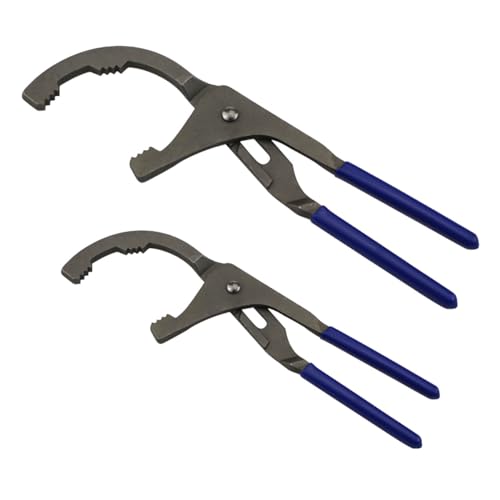 9" & 12" Auto Oil Filter Pliers Set - Multi-Purpose Oil Filter Wrench Adjustable Oil Filter Removal Tool - 5-Position Adjustable Design - Ideal for Engine Filters, Conduit & Fittings (9" & 12") - size: 9" & 12"