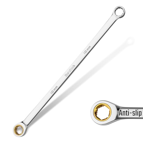 DURATECH 18mm Extra Long Anti-Slip Ratcheting Wrench, Double Box End Wrench, 12-point, Metric, CR-V Steel - size: 18mm